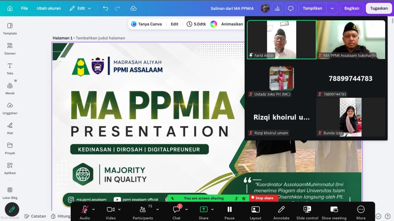 Awali KBM, MA PPMI Assalaam Perkuat Sinergi dengan Wali Santri melalui Pertemuan Daring